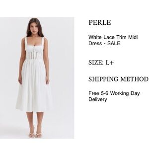 House of CB Elegant White Lace Midi Dress